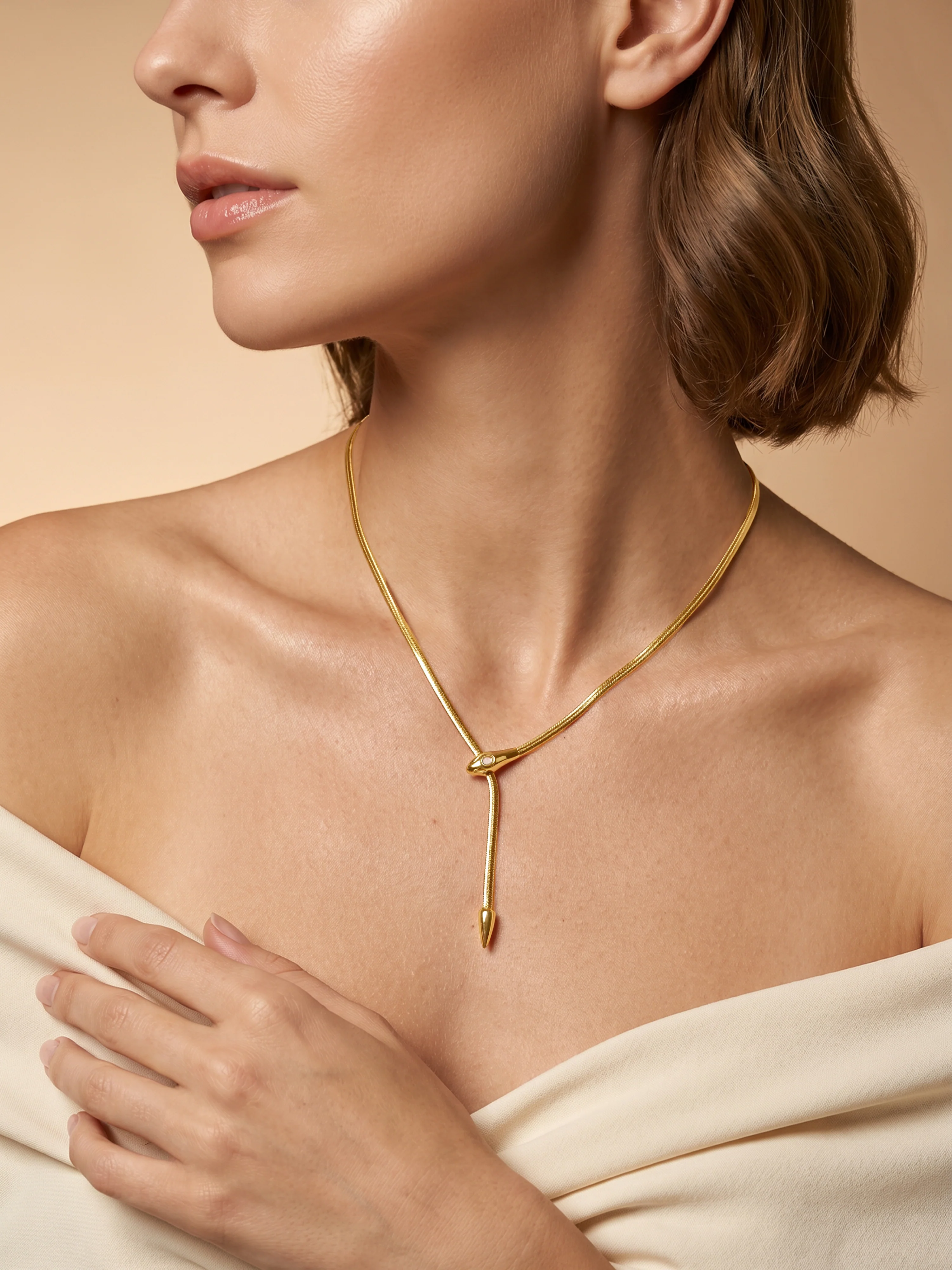 T-Bar Energy Gold Plated Lariat Necklace