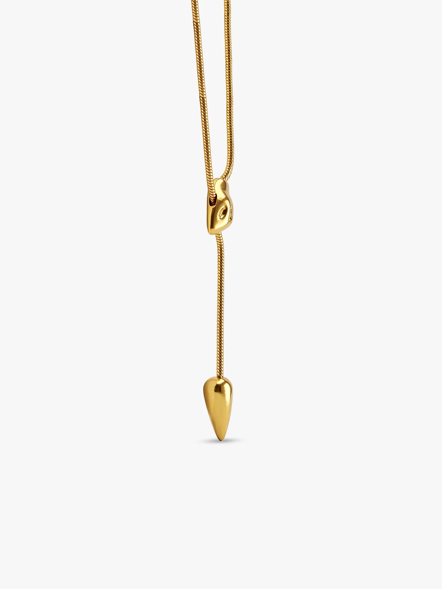T-Bar Energy Gold Plated Lariat Necklace - Image 5