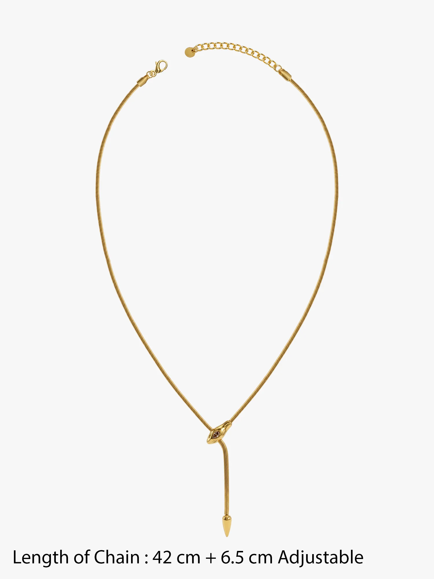 T-Bar Energy Gold Plated Lariat Necklace - Image 7