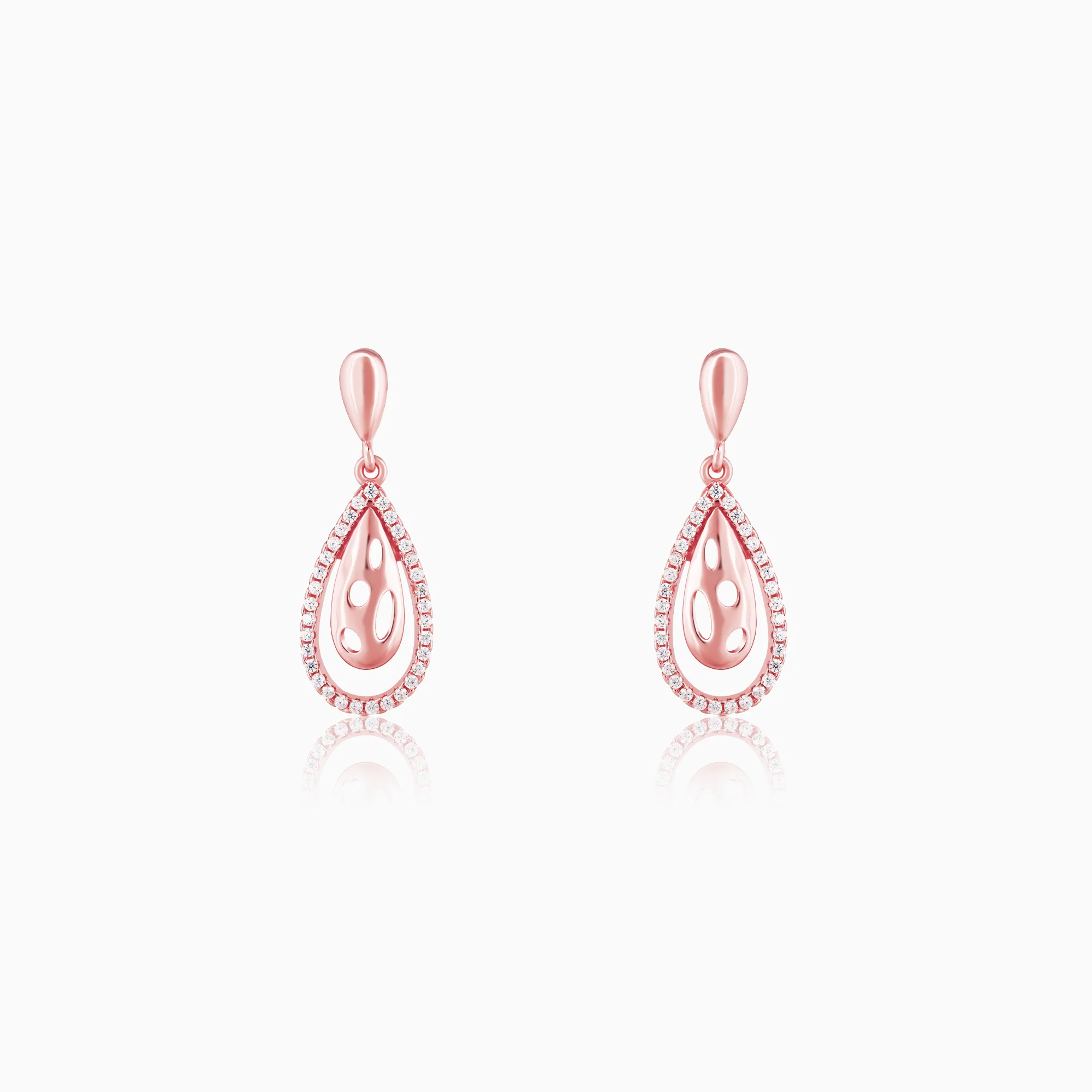 Rose Gold Intricate Teardrop Earrings