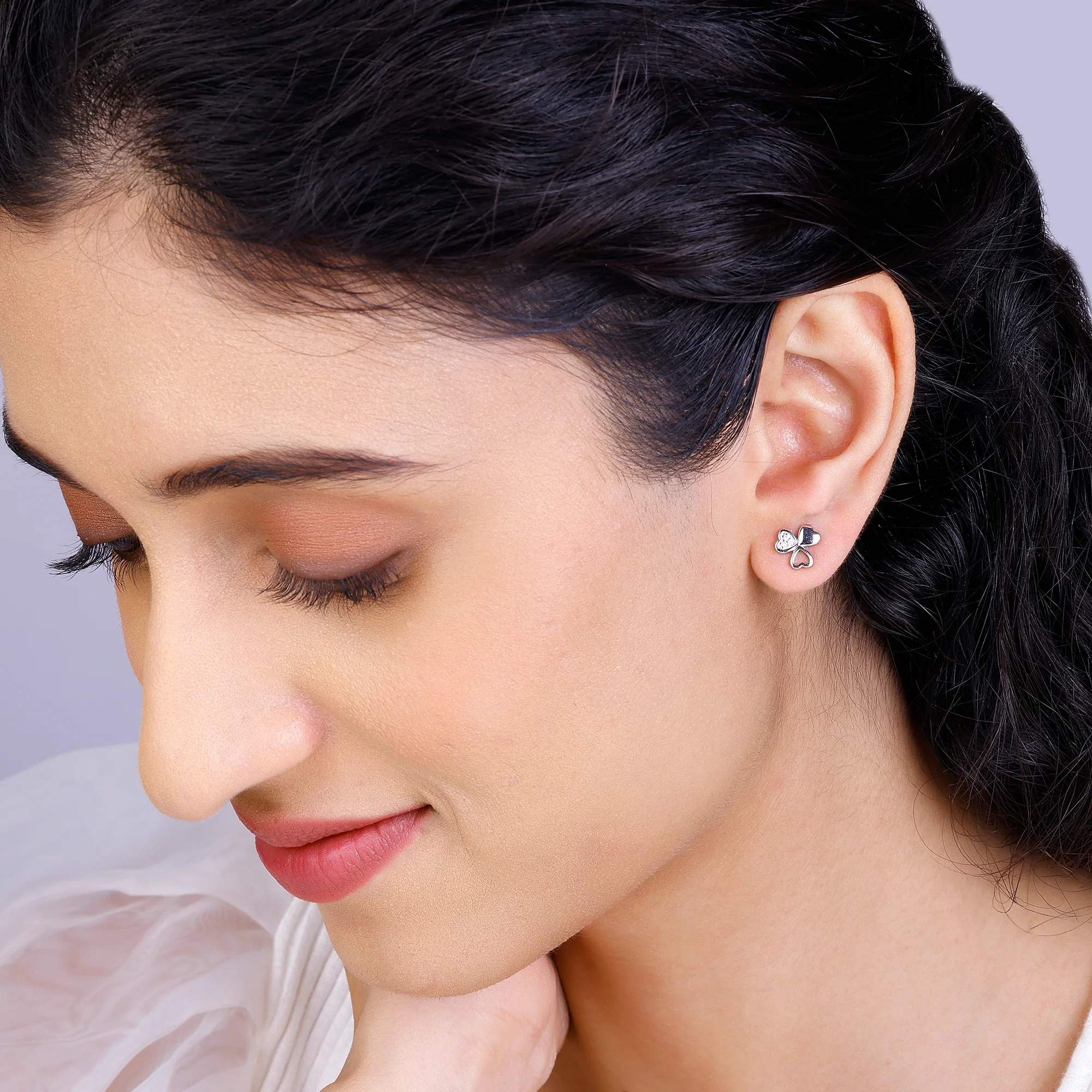 Silver Floral Hearts Earrings - Image 3