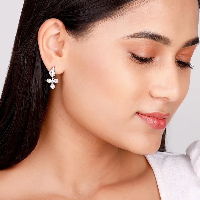 Silver Iris Flower Earrings - Image 3