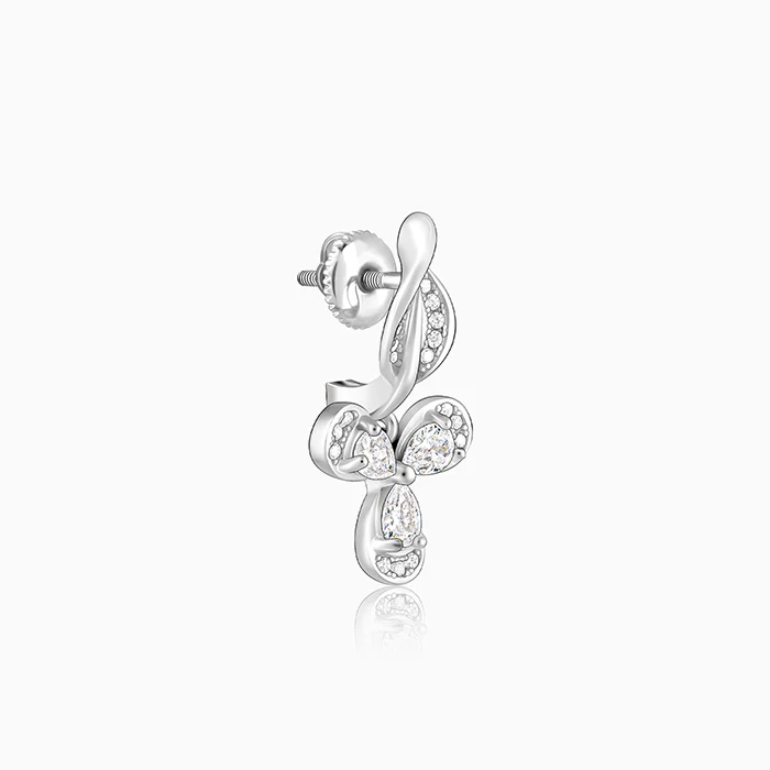 Silver Iris Flower Earrings - Image 4