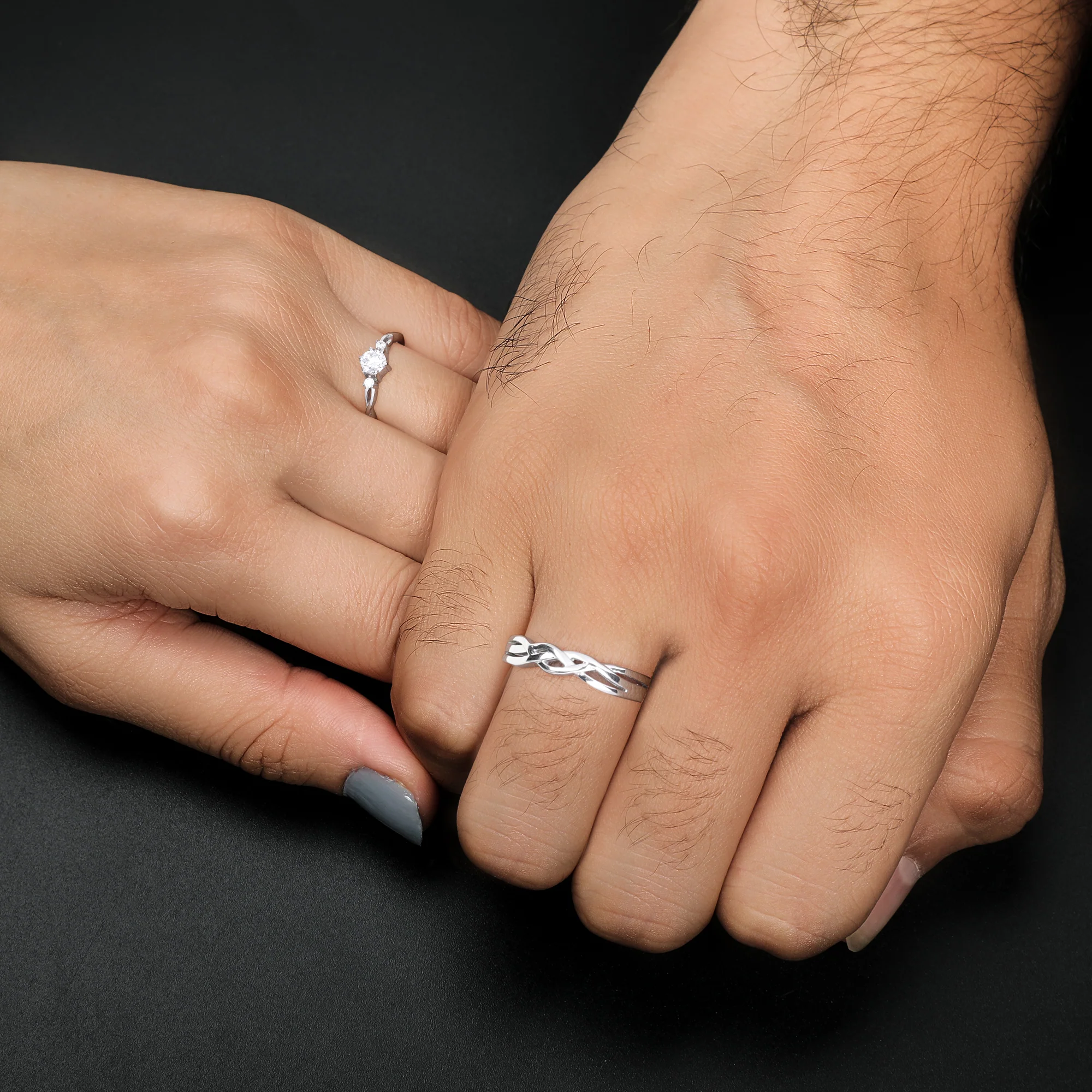 Silver Elegant Love Couples Rings - Image 3