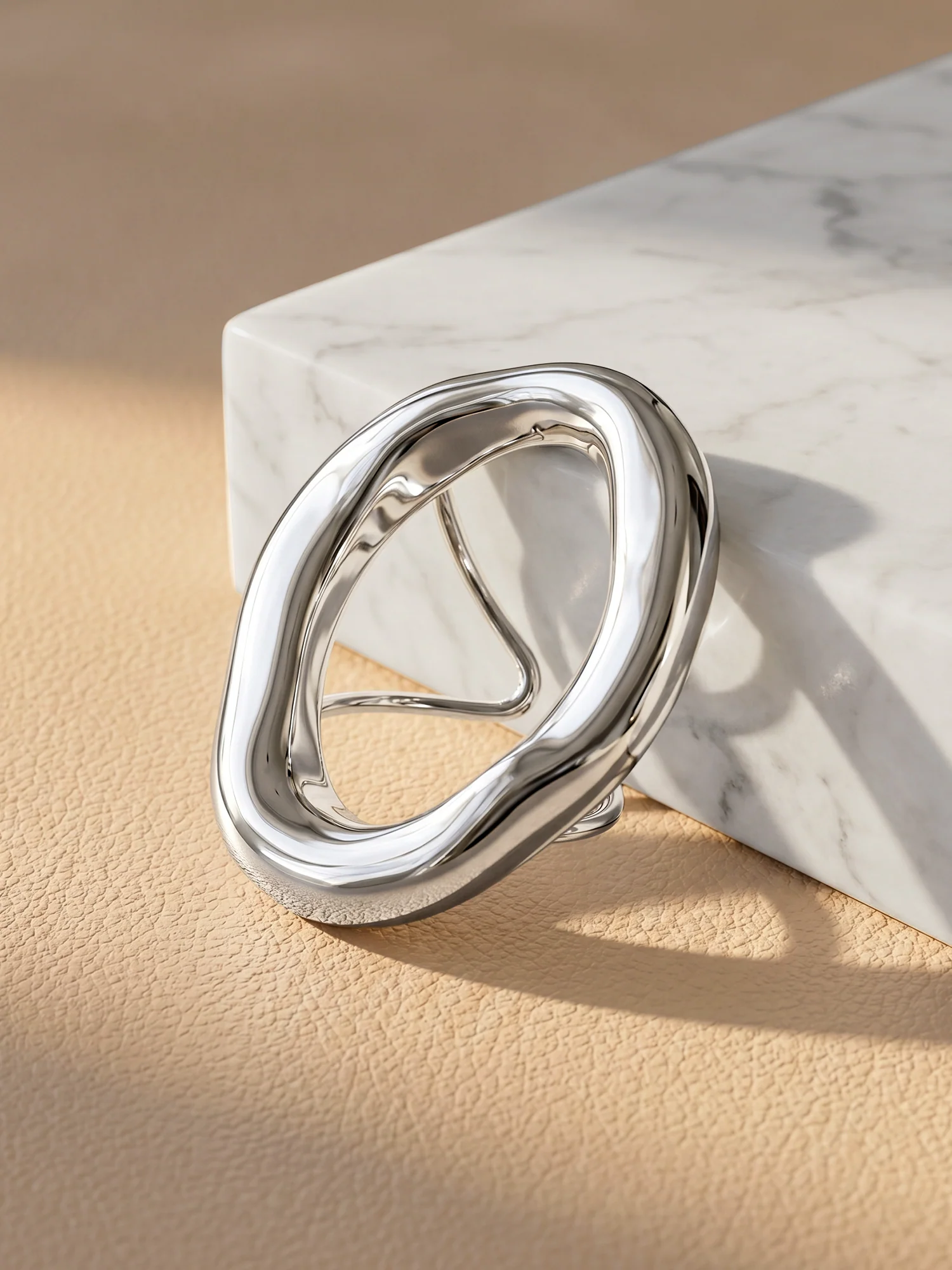 Twisted Orbit Loop Stainless Steel Ring (Size 7) - Image 2