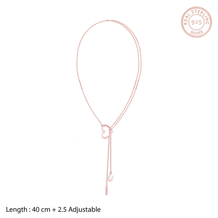 Rose Gold U&I Heart Necklace - Image 4