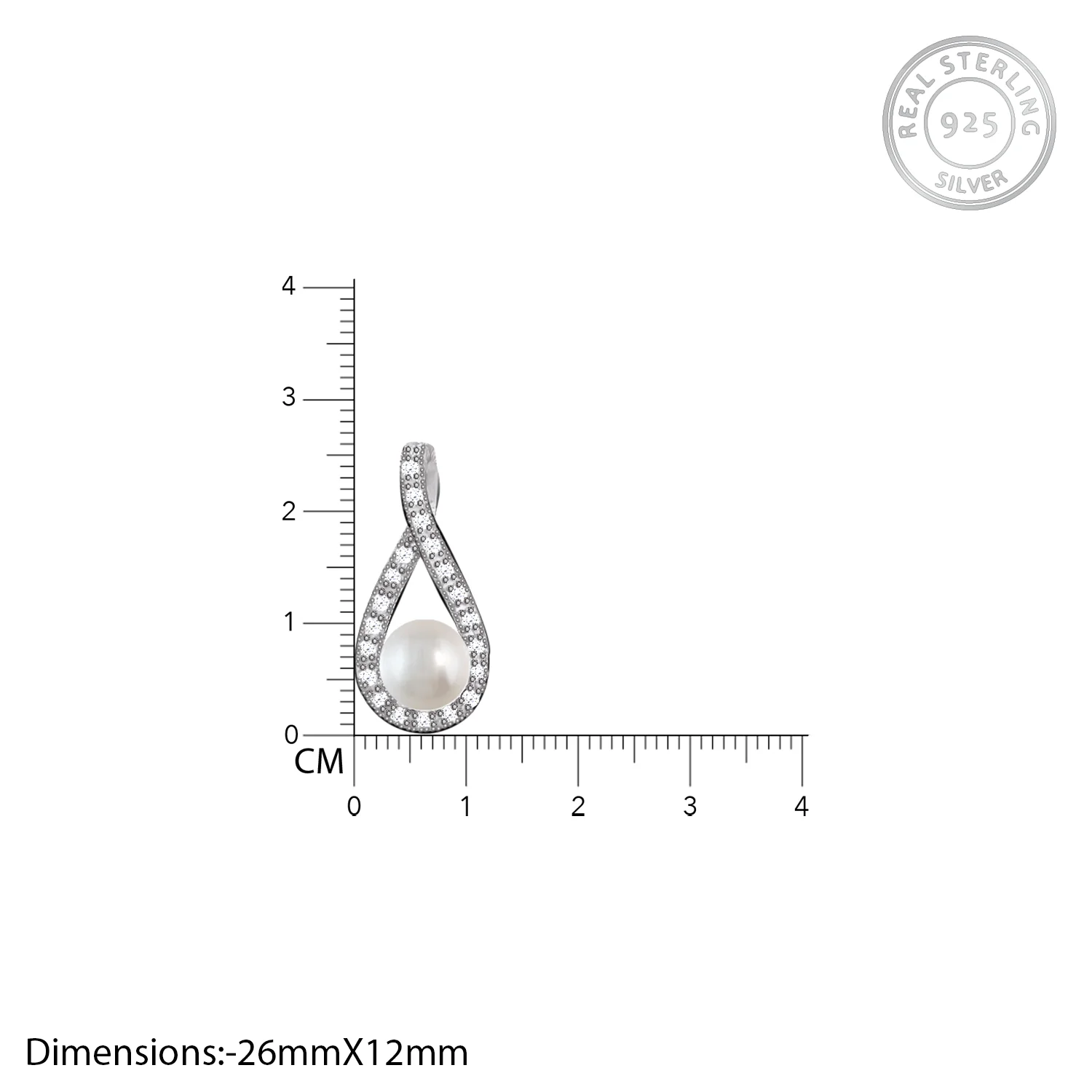 Silver Tear Drop Pearl Pendant With Link Chain - Image 4