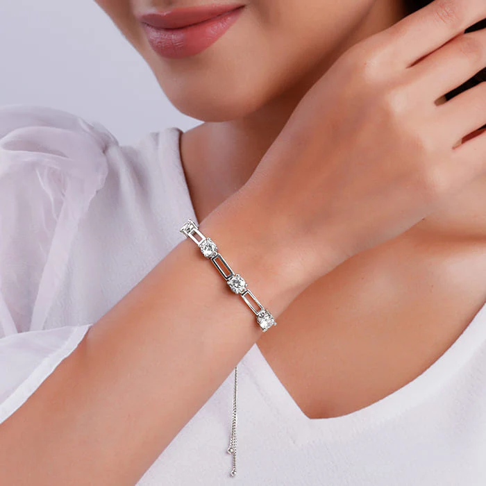 Silver Zircon Dazzling Bracelet - Image 3
