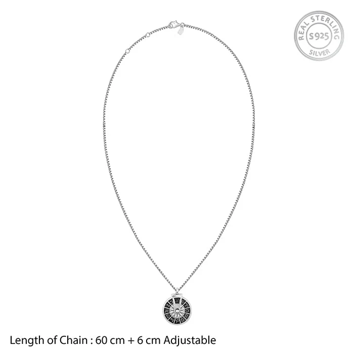 Oxidised Silver Zodiac Spin Pendant With Box Chain For Him - Image 6